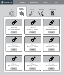 Course library wireframe